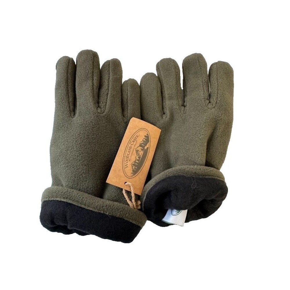 Woodland Creek Olive Green Fleece Winter Gloves Size M - Picture 3 of 8